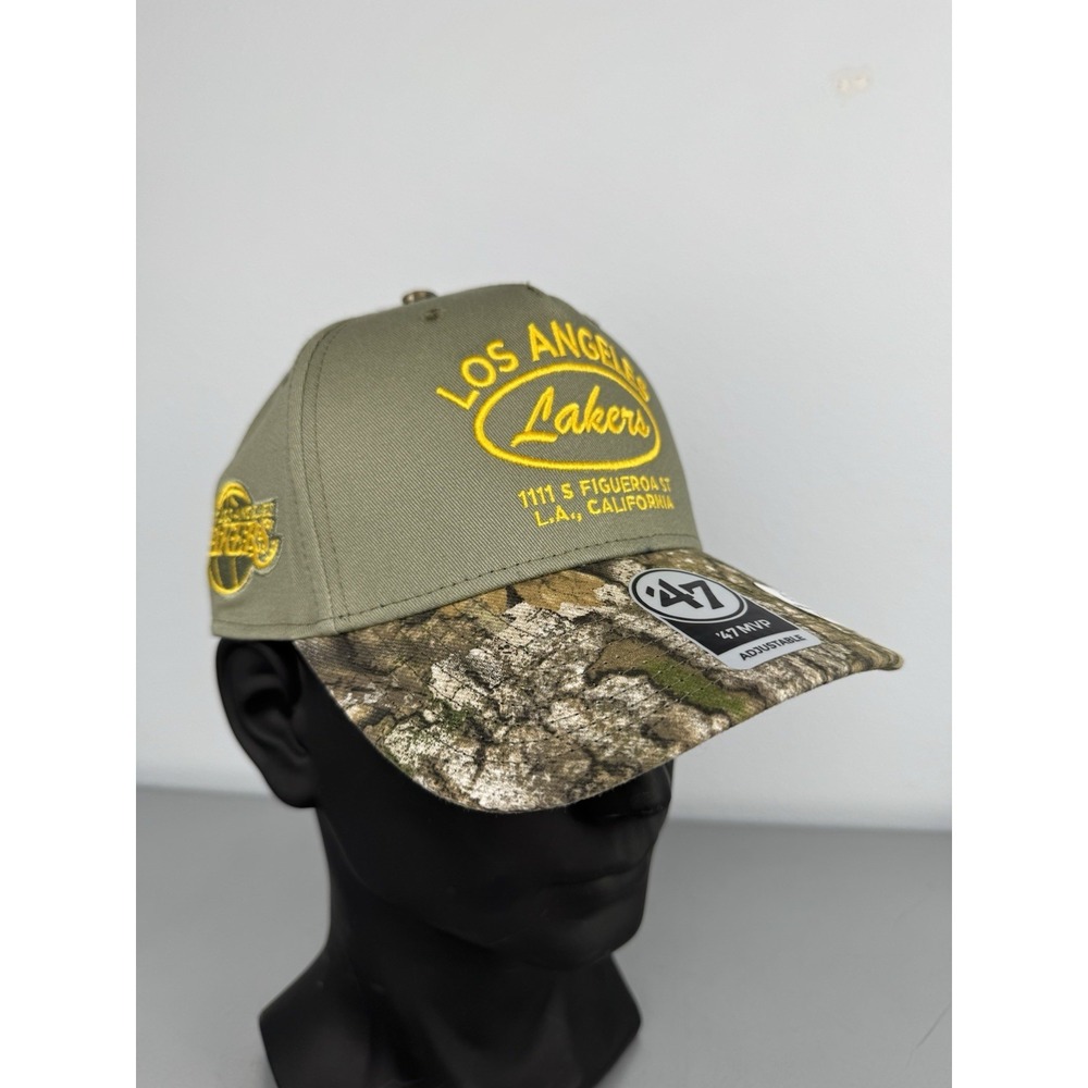 Los Angeles Lakers 47 Brand SnapBack Hat Cap Adjustable Realtree Camo Olive NWT